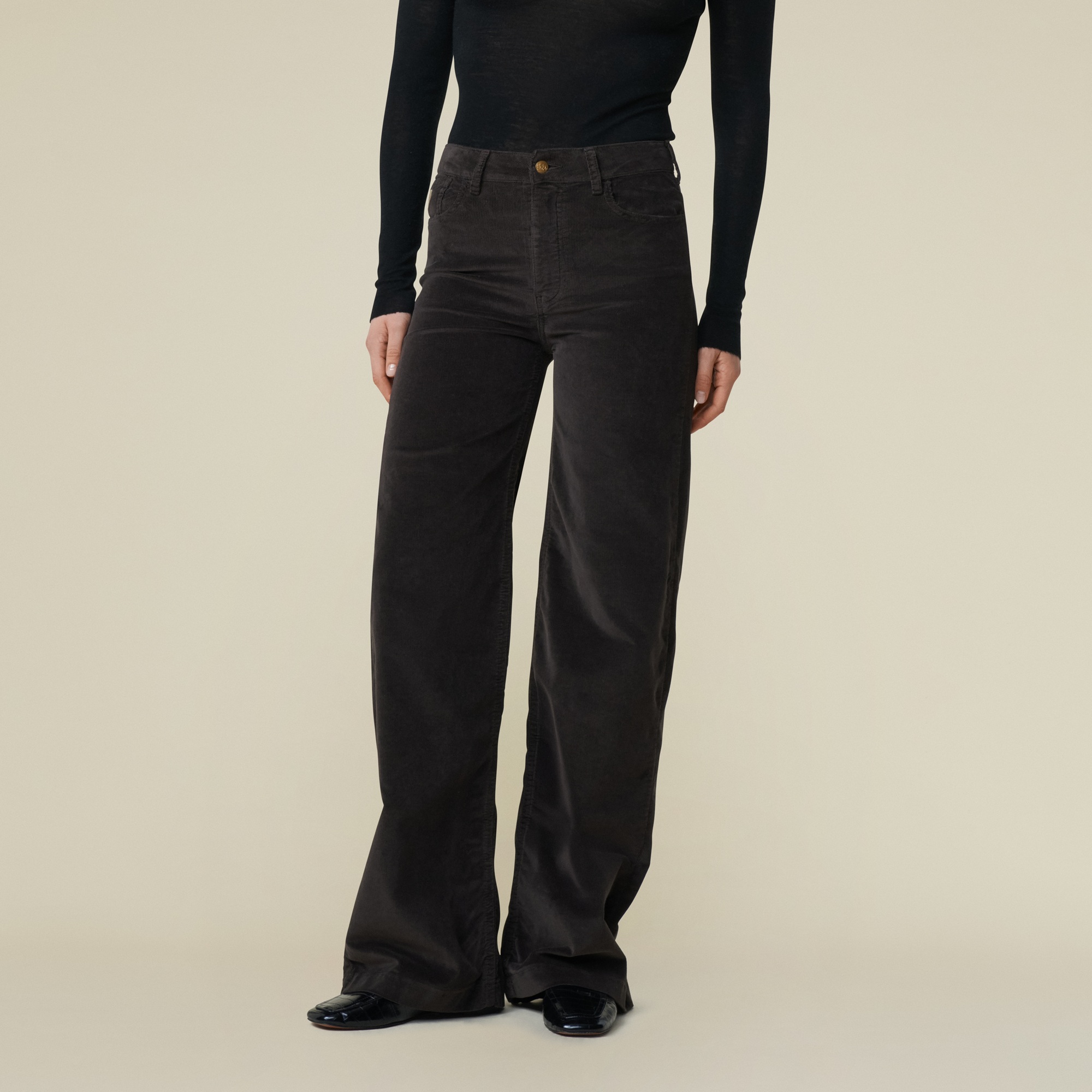 Lois - Palazzo Mistral Cord Bukse - Chocolate Brown