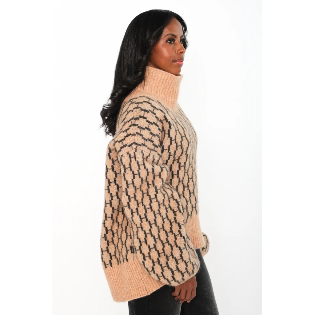 HÉST - Fam Kort Pattern Genser - Beige - Bilde 4