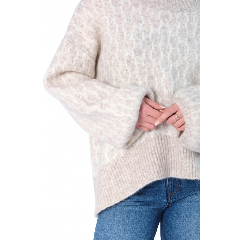 HÉST - Fam Kort Pattern Genser - Light Beige Mel - Bilde 3