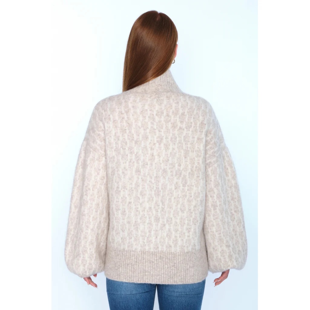 HÉST - Fam Kort Pattern Genser - Light Beige Mel - Bilde 2
