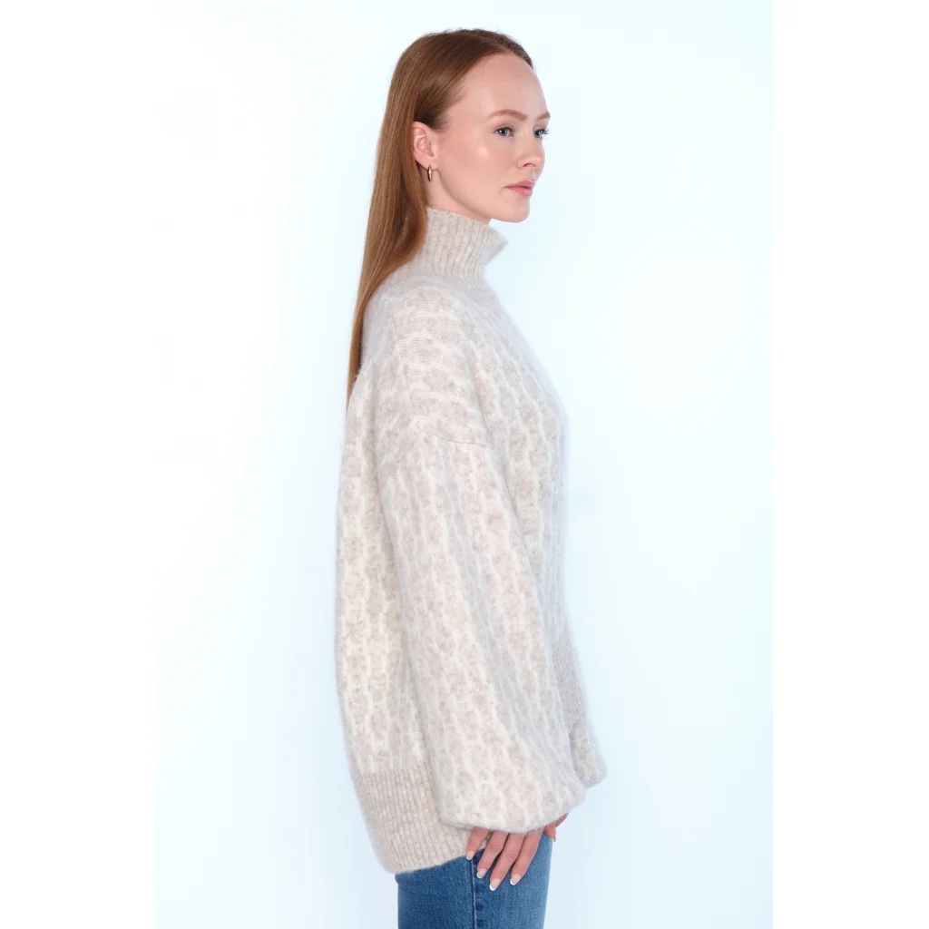 HÉST - Fam Kort Pattern Genser - Light Beige Mel - Bilde 4