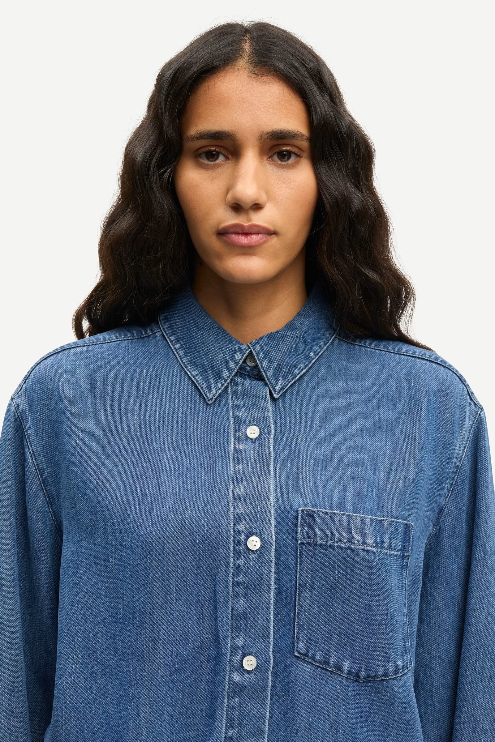 Samsøe - Sasky Kjole - Medium Denim Blue - Bilde 8