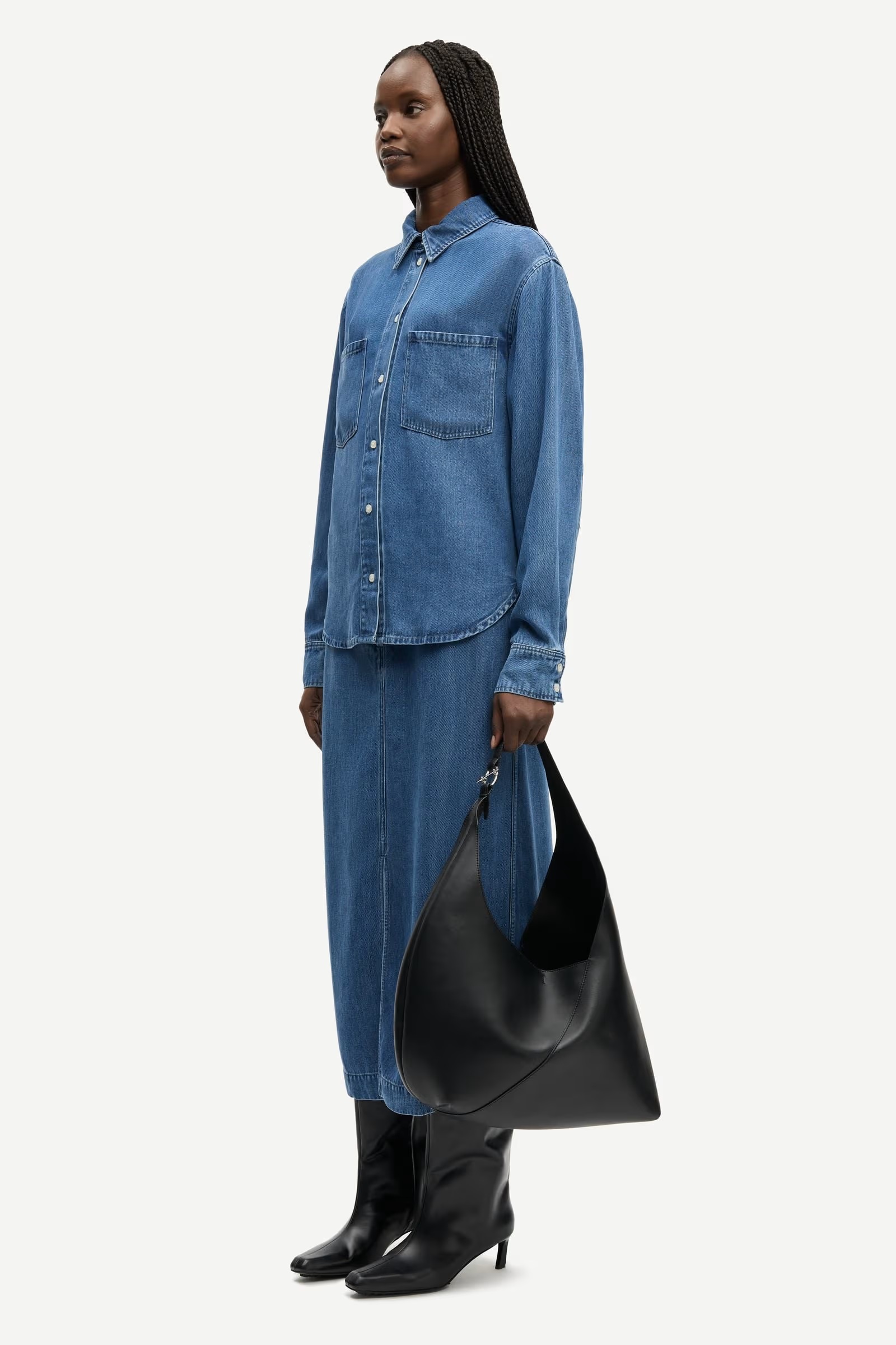 Samsøe - Satoves Skjørt - Medium Denim Blue - Bilde 5