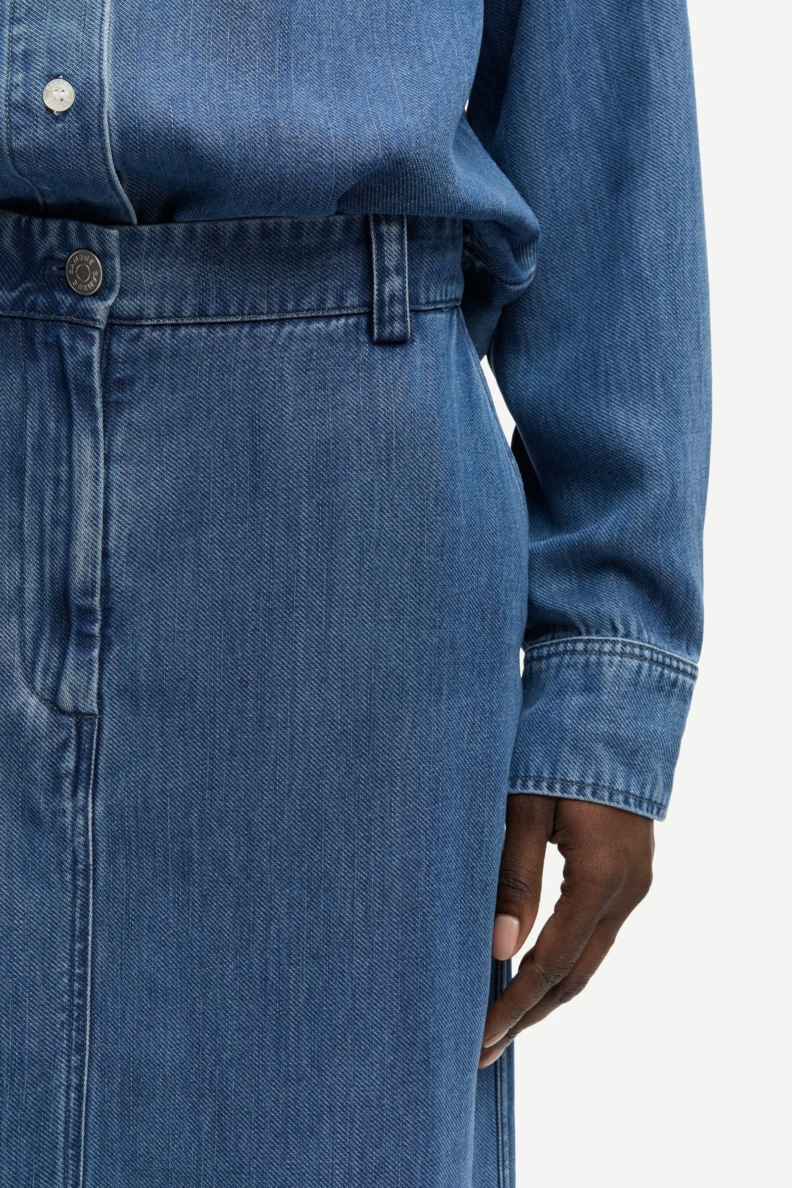 Samsøe - Satoves Skjørt - Medium Denim Blue - Bilde 6