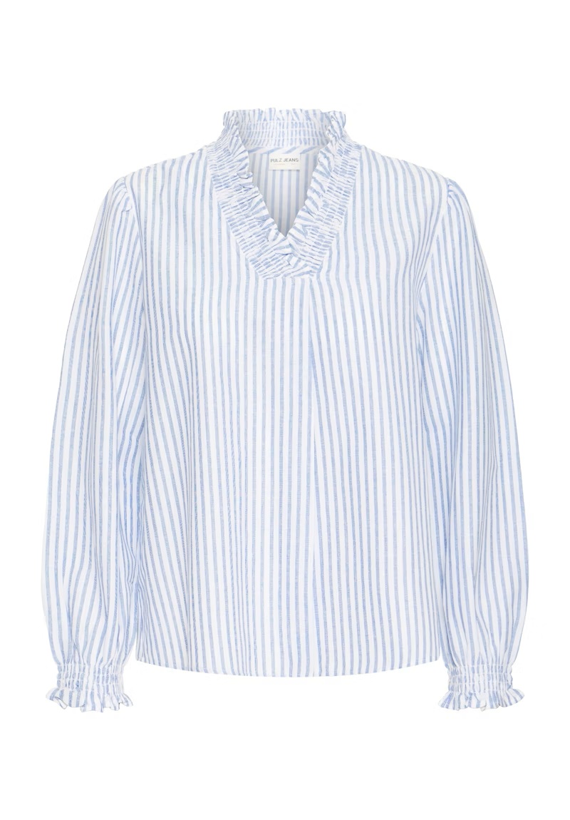 Pulz - PZAudrey Bluse - Blue Stripe - Bilde 7