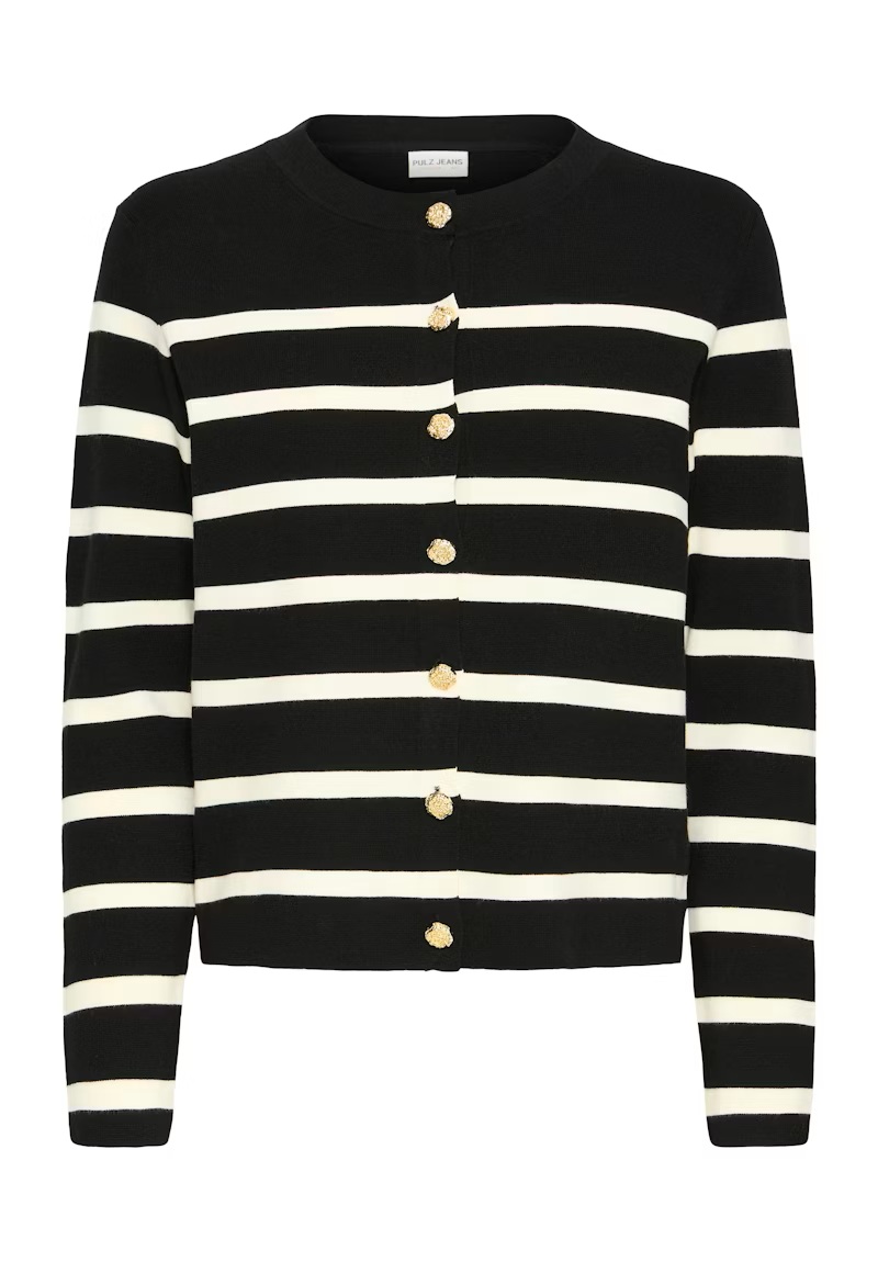 Pulz - PZSara Cardigan - Black/Offw Stripe - Bilde 6