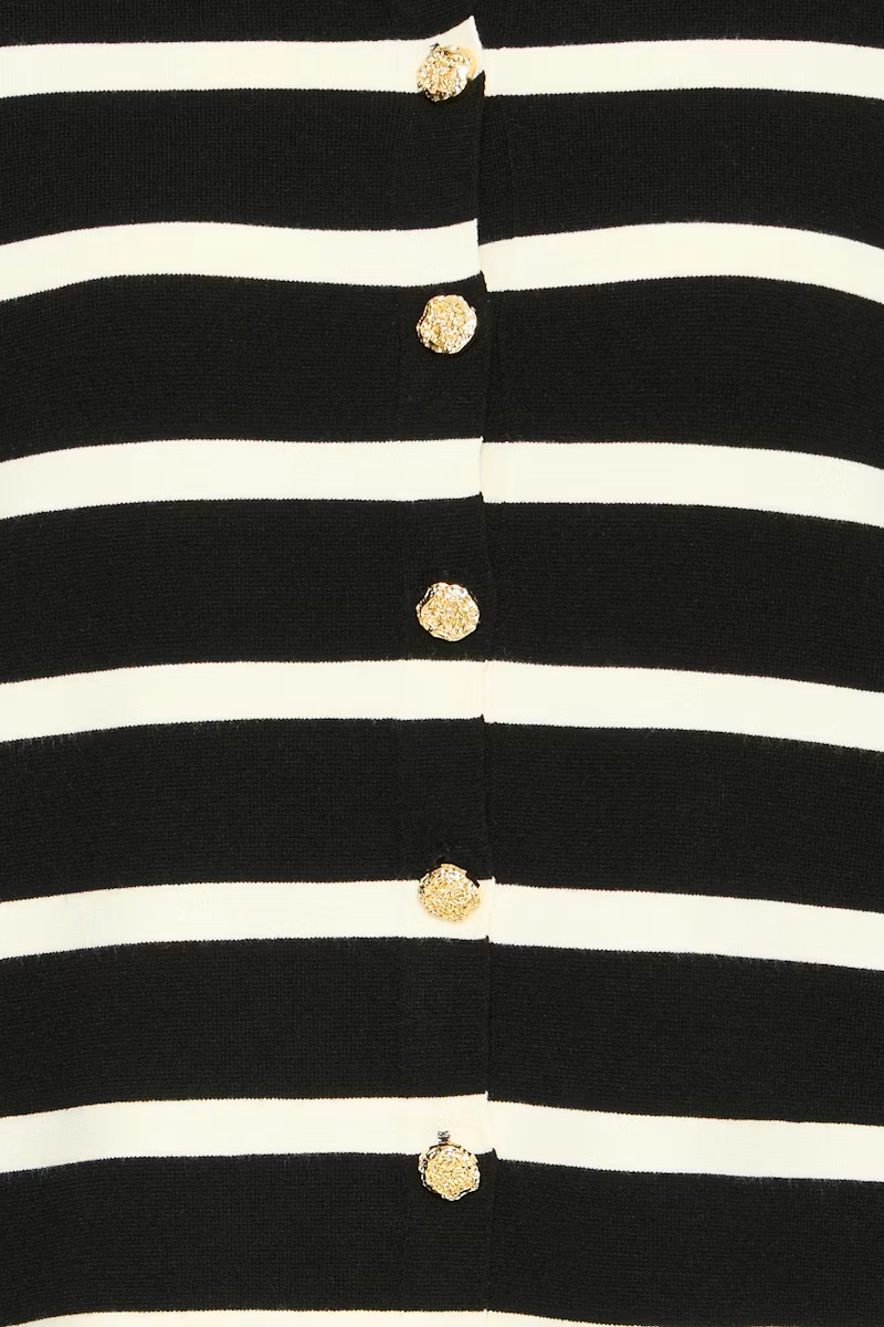 Pulz - PZSara Cardigan - Black/Offw Stripe - Bilde 8