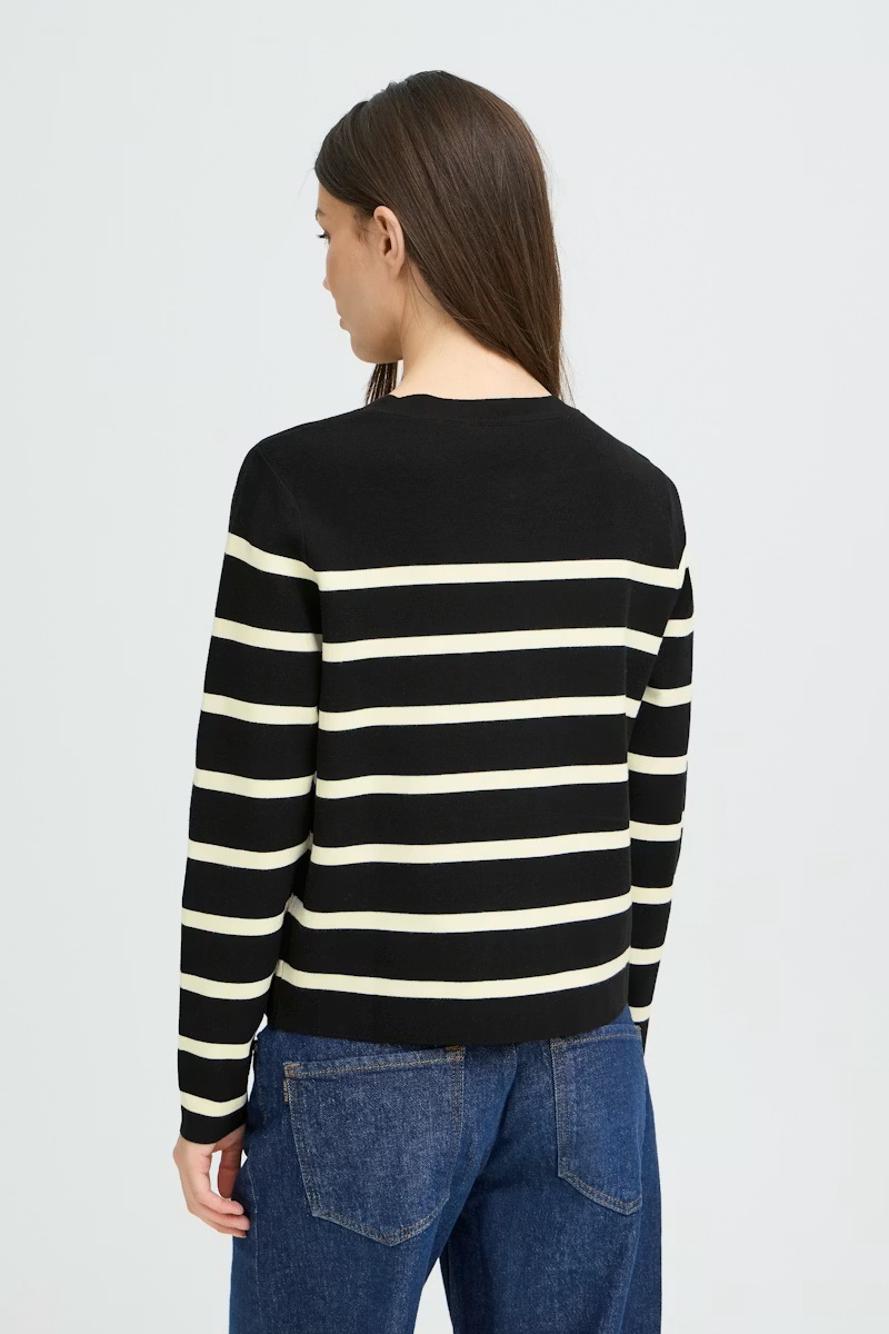 Pulz - PZSara Cardigan - Black/Offw Stripe - Bilde 2