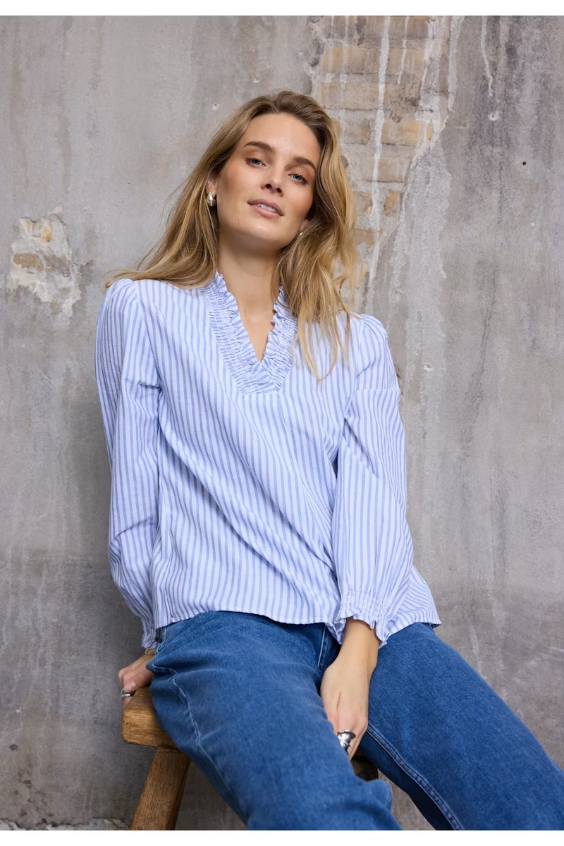 Pulz - PZAudrey Bluse - Blue Stripe
