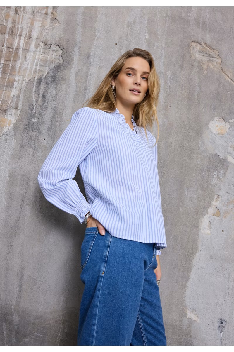 Pulz - PZAudrey Bluse - Blue Stripe - Bilde 4