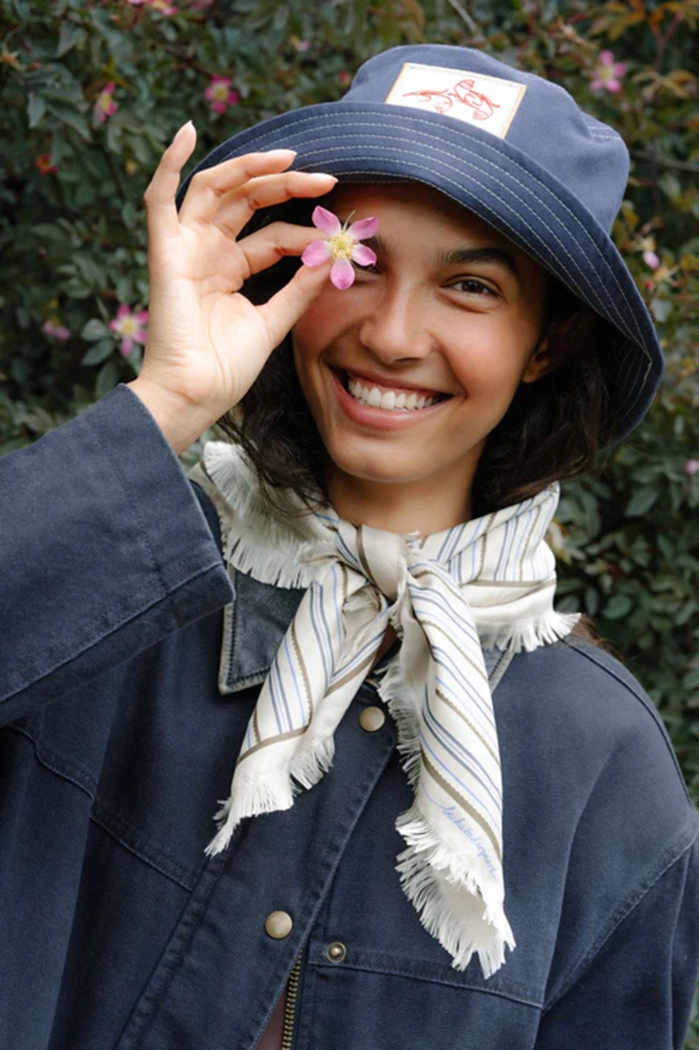 Becksøndergaard - Scallopia Striped Sia Skjerf - White