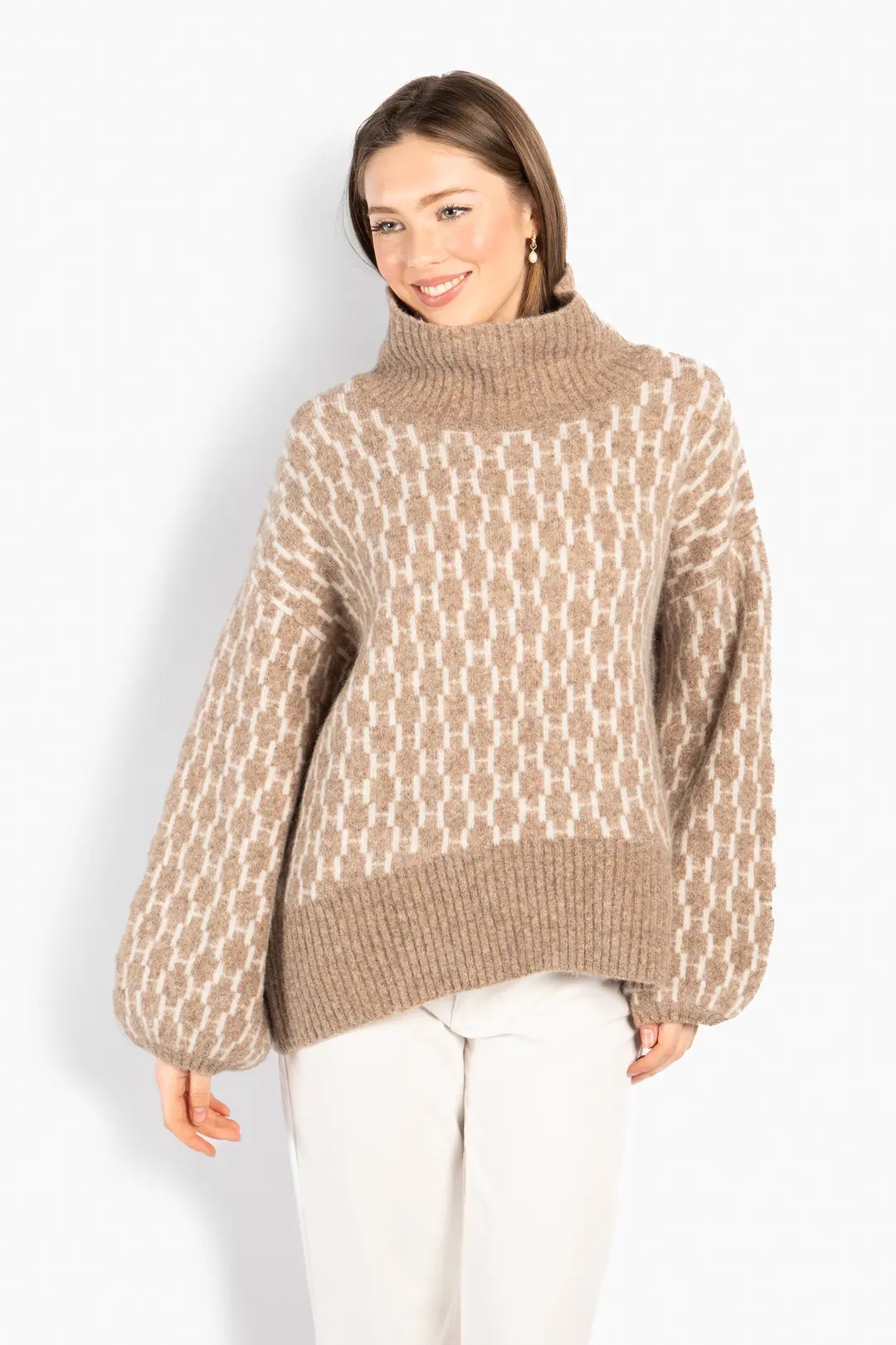 HÉST - Fam New Pattern Genser - Light Brown Mel