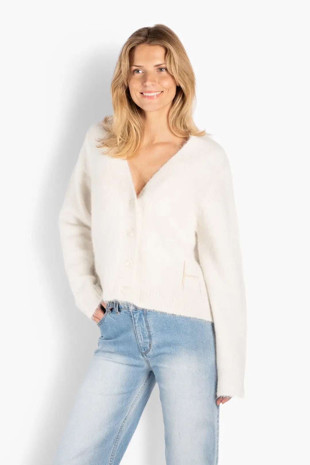 HÉST - Pernille Kort Cardigan - White Alyssum