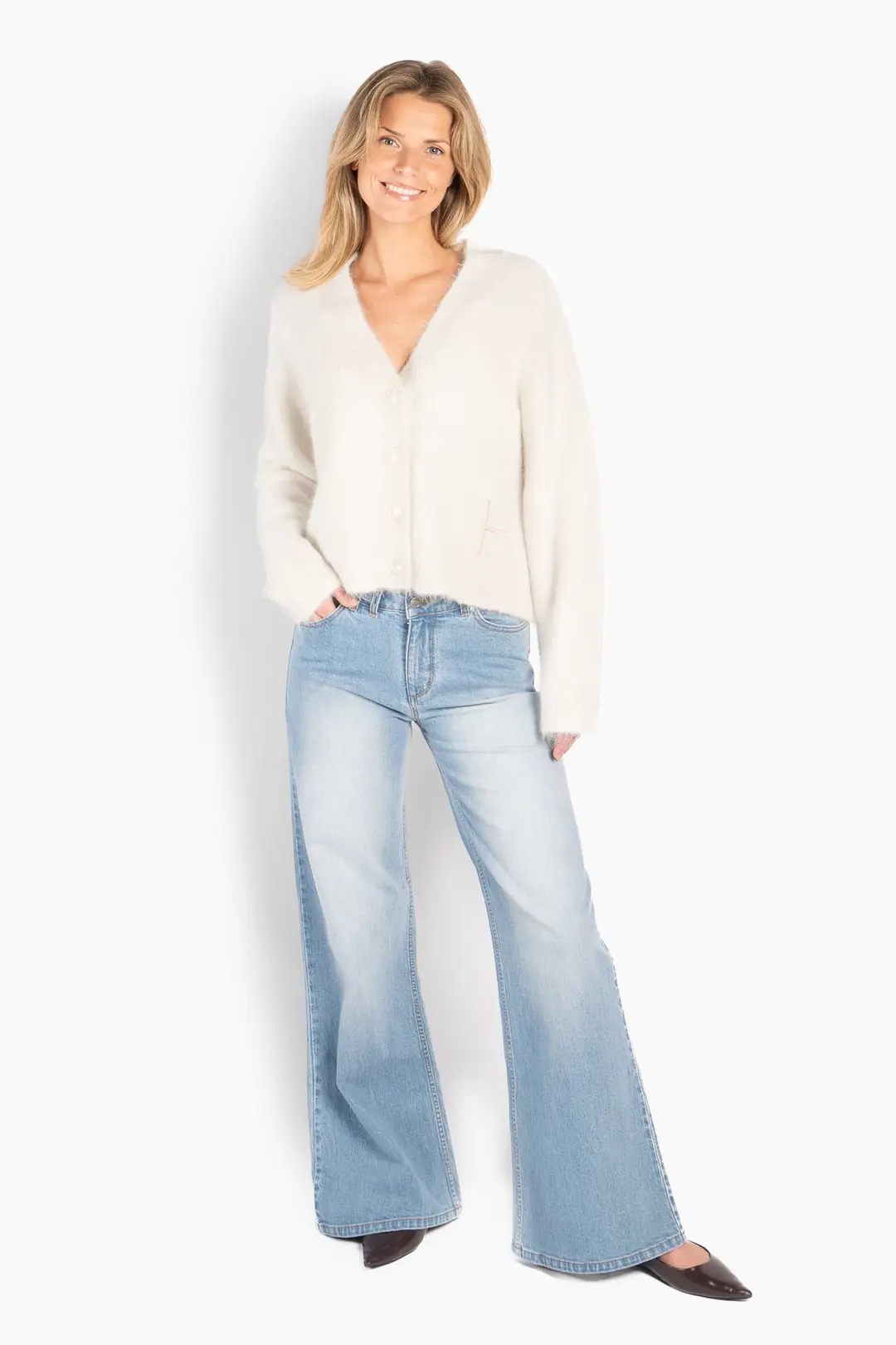 HÉST - Pernille Kort Cardigan - White Alyssum - Bilde 4