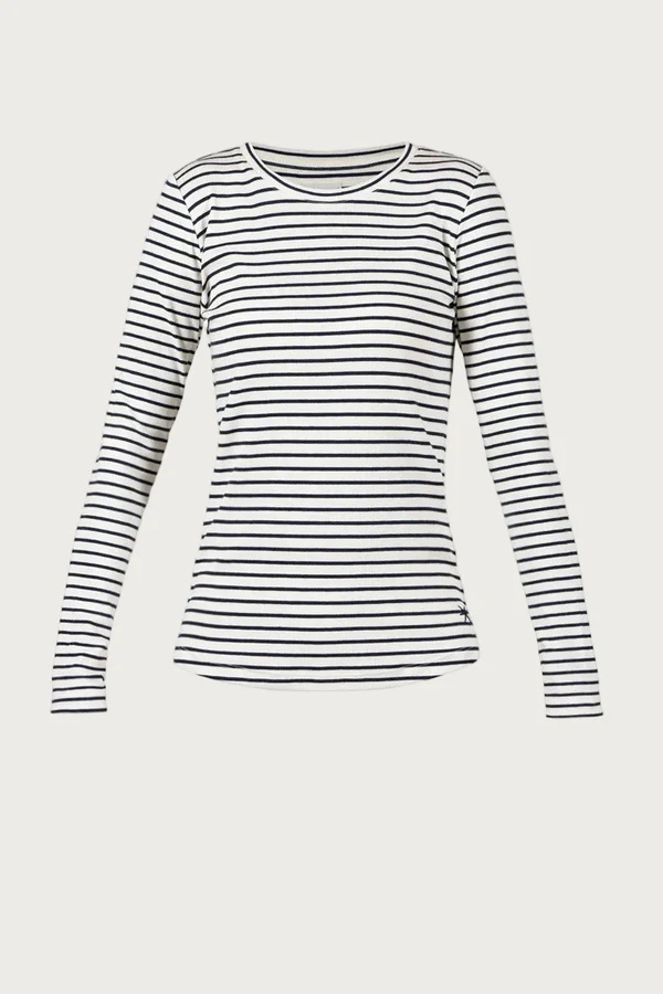 Blue - Ditte Stripe ribb Genser - Ecru/Navy