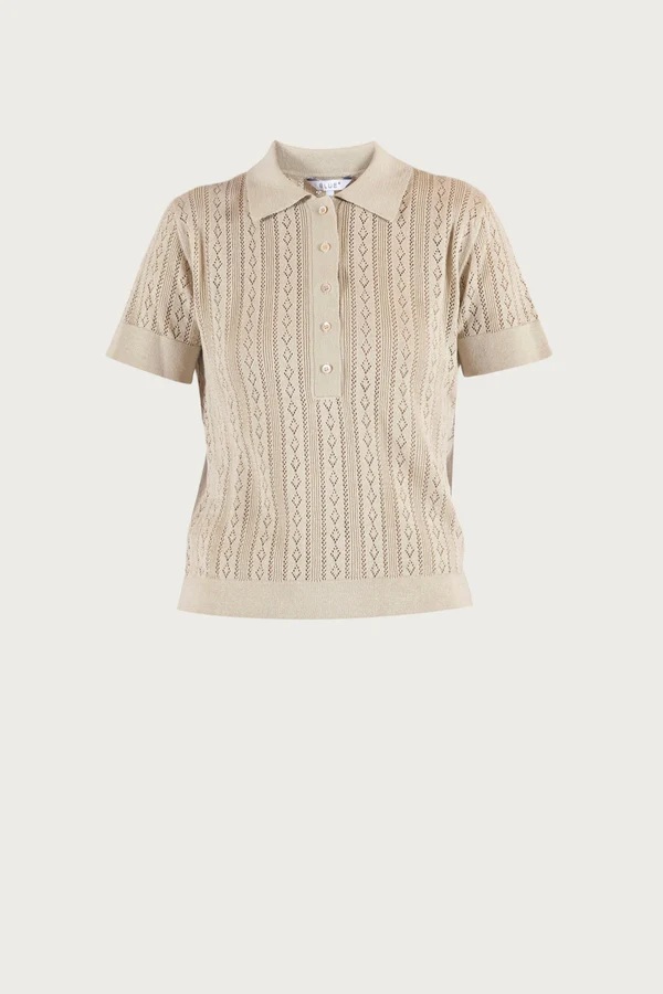 Blue - Lina Strikket Polo Topp - Chalk Mel - Bilde 2