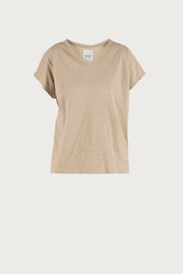 Blue - Lydia Flamé Tshirt - Light Camel