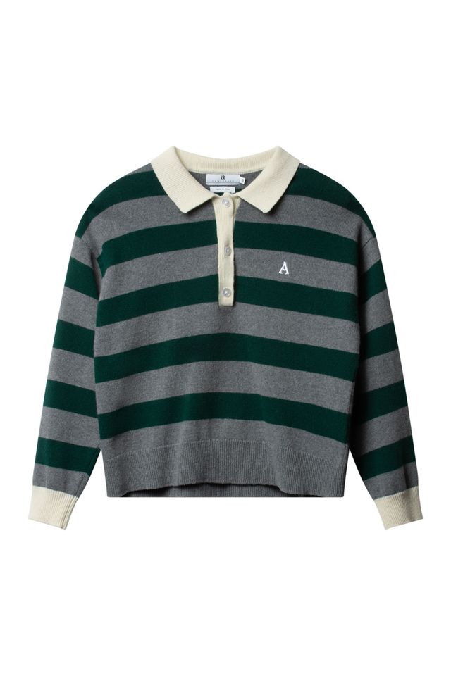 Arnie says - Leigh Stripe Genser - Dk Grey/Ivy Green - Bilde 2