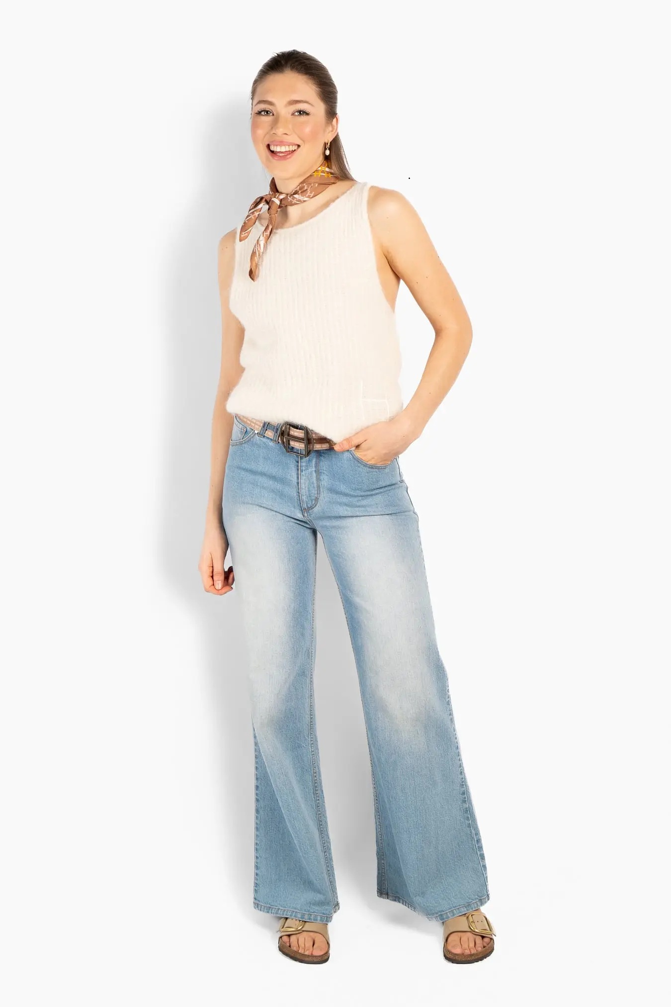 HÉST - Irina Wide Leg Jeans - Light Blue Denim - Bilde 5