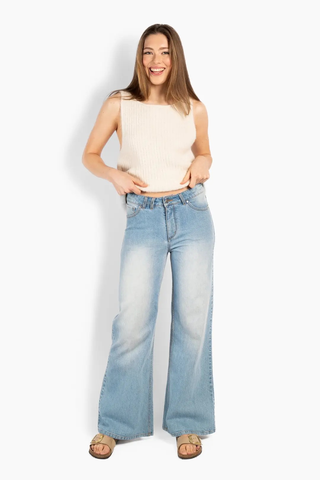 HÉST - Irina Wide Leg Jeans - Light Blue Denim - Bilde 6