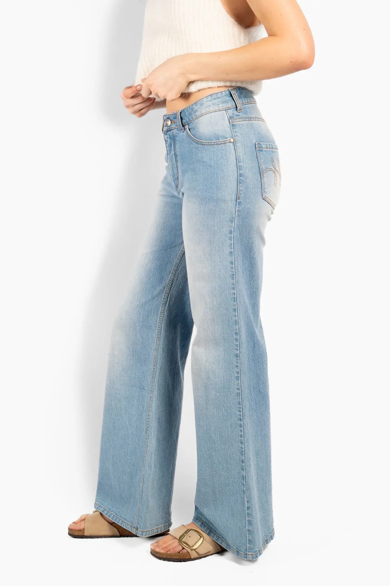 HÉST - Irina Wide Leg Jeans - Light Blue Denim - Bilde 4