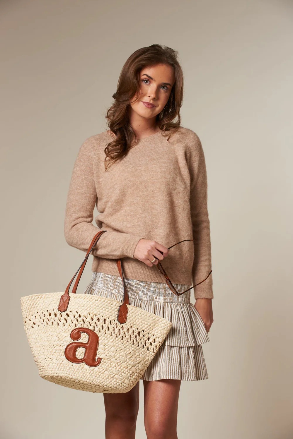 Arnie says - Sorrento Seersucker Stripe Skjørt - Beige/White - Bilde 3