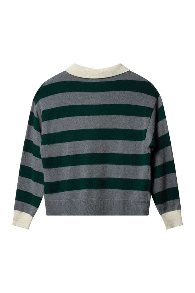 Arnie says - Leigh Stripe Genser - Dk Grey/Ivy Green - Bilde 3
