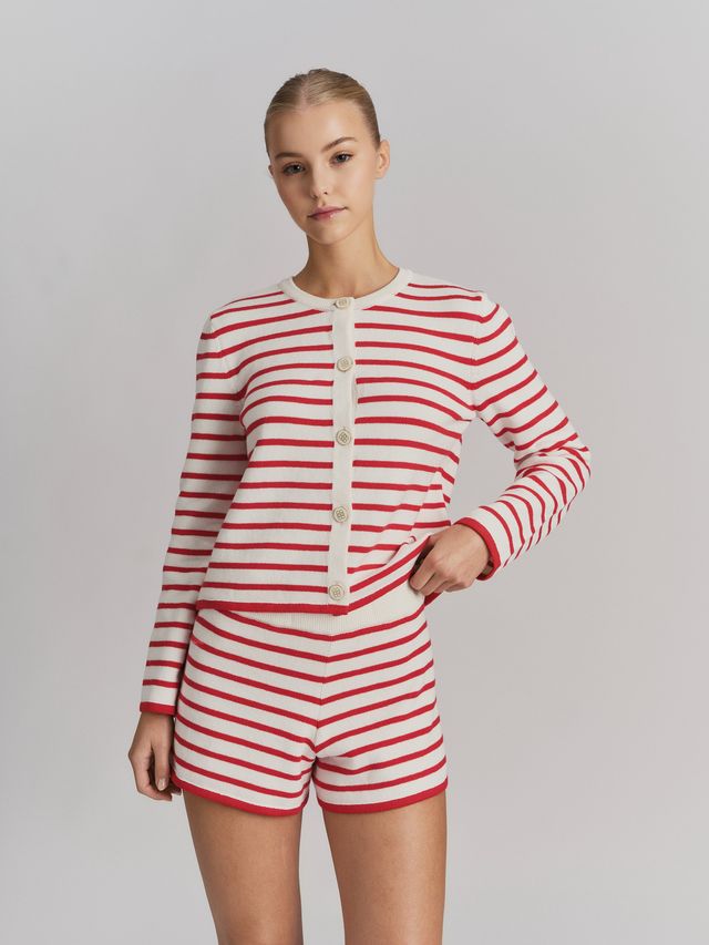 Ella & il - Lisa Cotton Cardigan - White/Red - Bilde 2