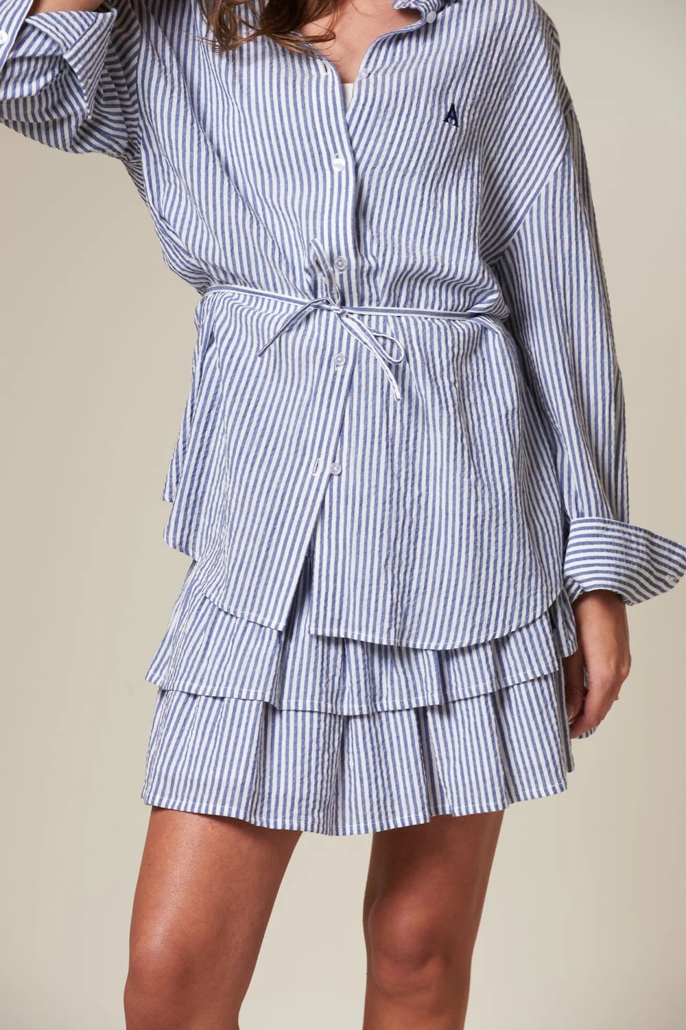 Arnie says - Sorrento Seersucker Stripe Skjørt - Navy/White - Bilde 4