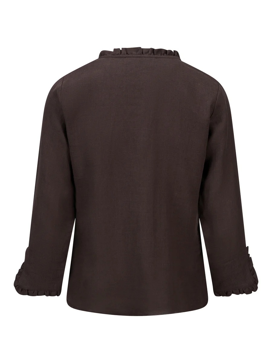 Ella & il - Clarion Lin Bluse - Dark Brown - Bilde 3