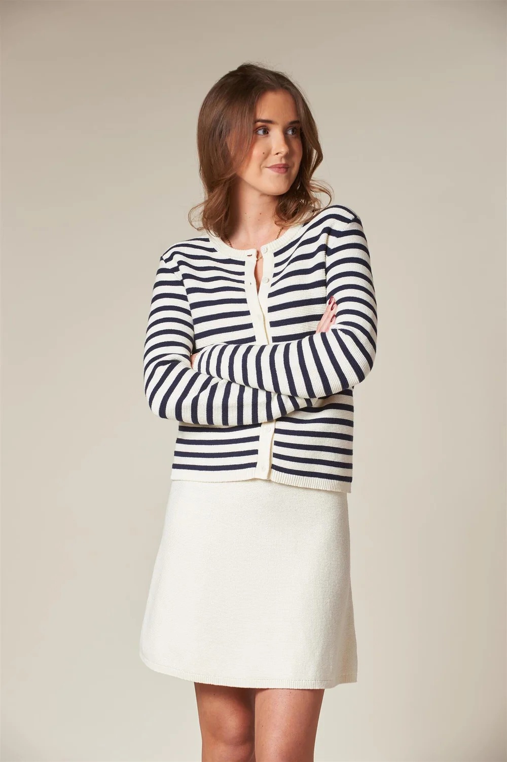 Arnie says - Bella Links Stripe Cardigan - Cream/Navy - Bilde 4