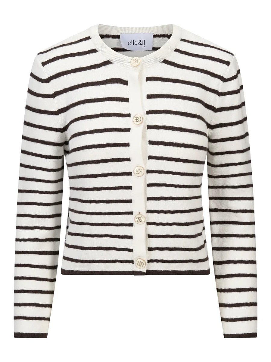 Ella & il - Lisa Cotton Cardigan - White/Brown