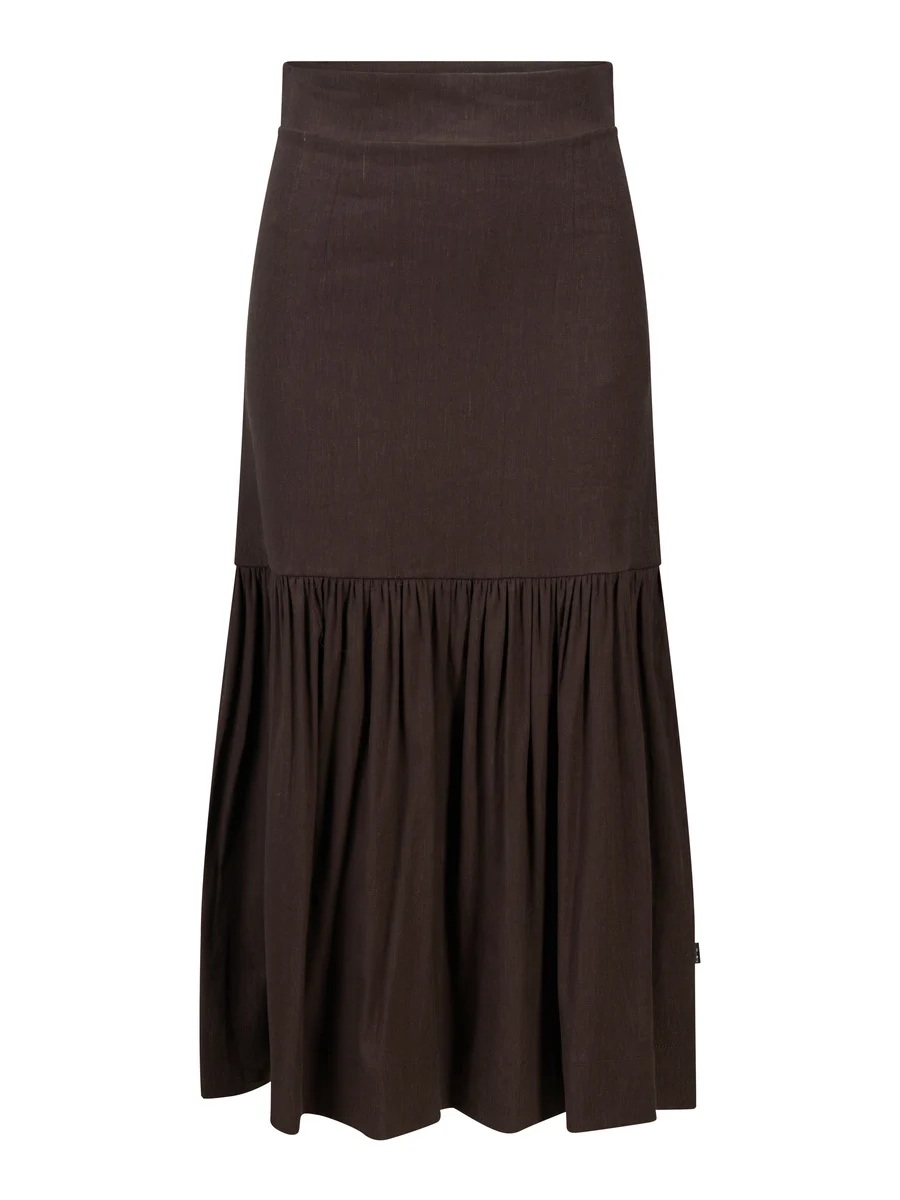 Ella & il - Lill Stretch Lin Skjørt - Dark Brown