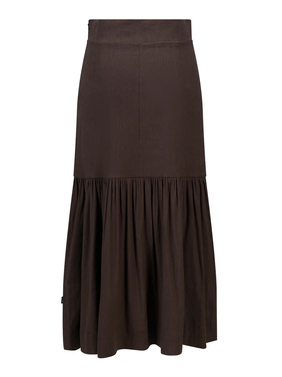 Ella & il - Lill Stretch Lin Skjørt - Dark Brown - Bilde 3