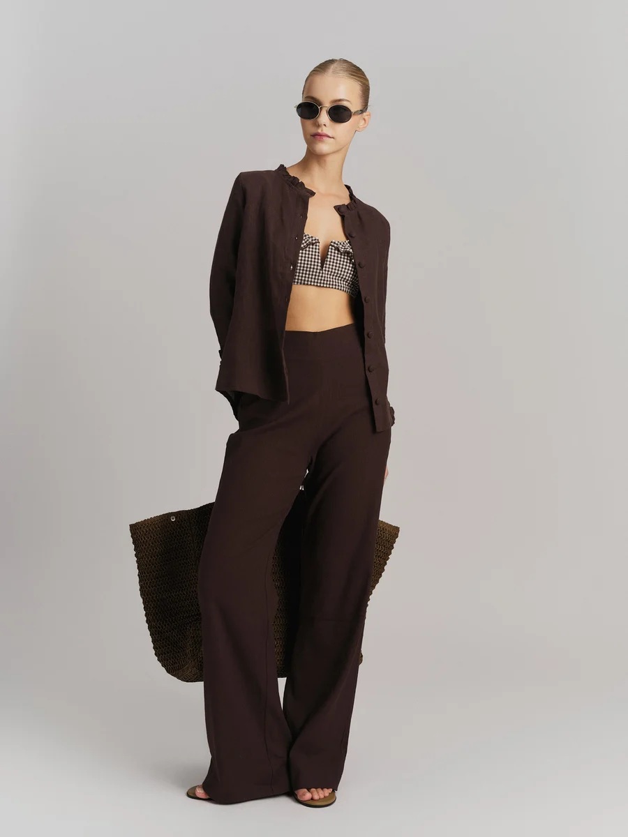 Ella & il - Molly Stretch Lin Bukse - Dark Brown