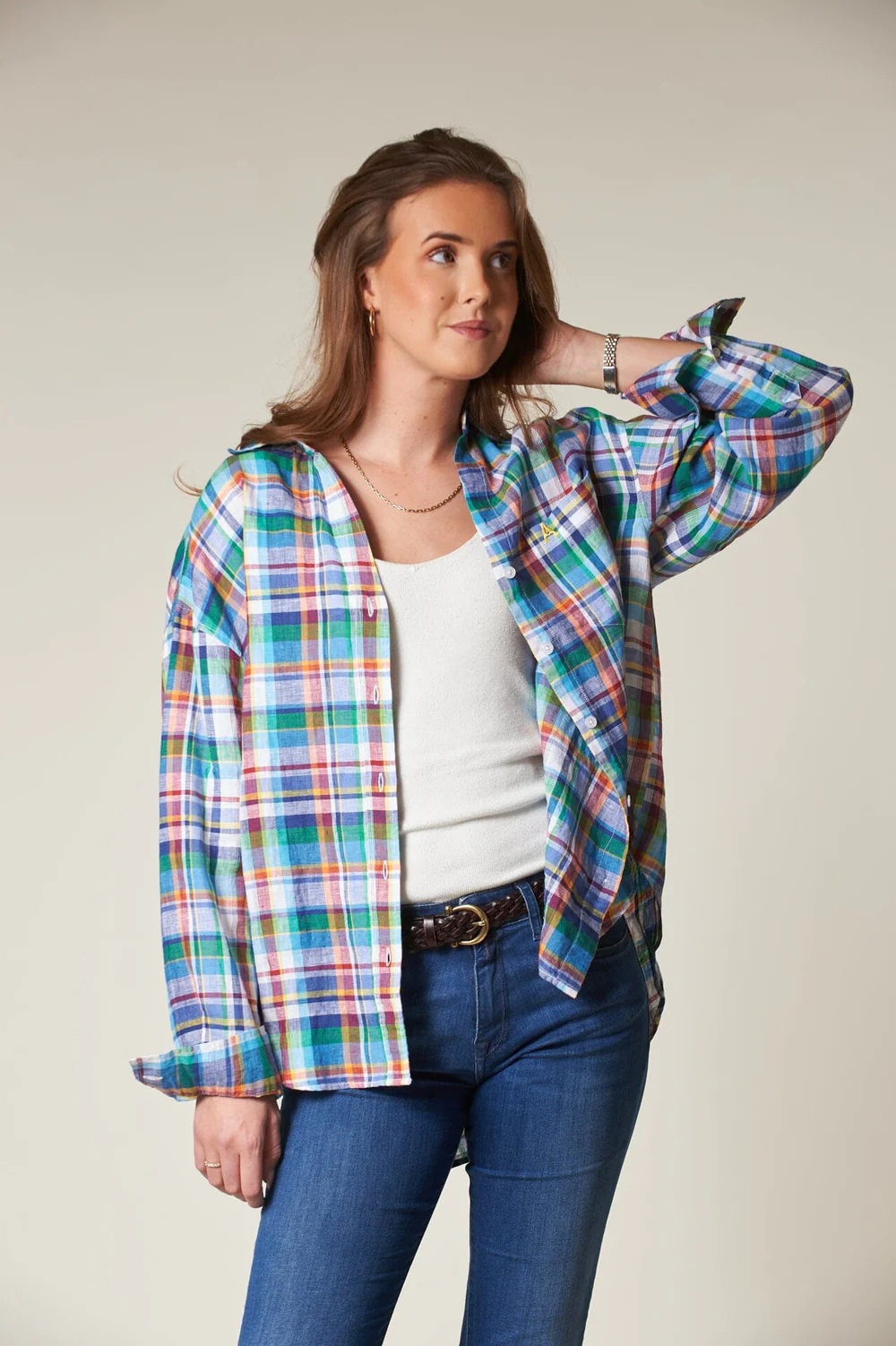 Arnie says - Venice Linen Plaids Skjorte - Blue Combo - Bilde 2