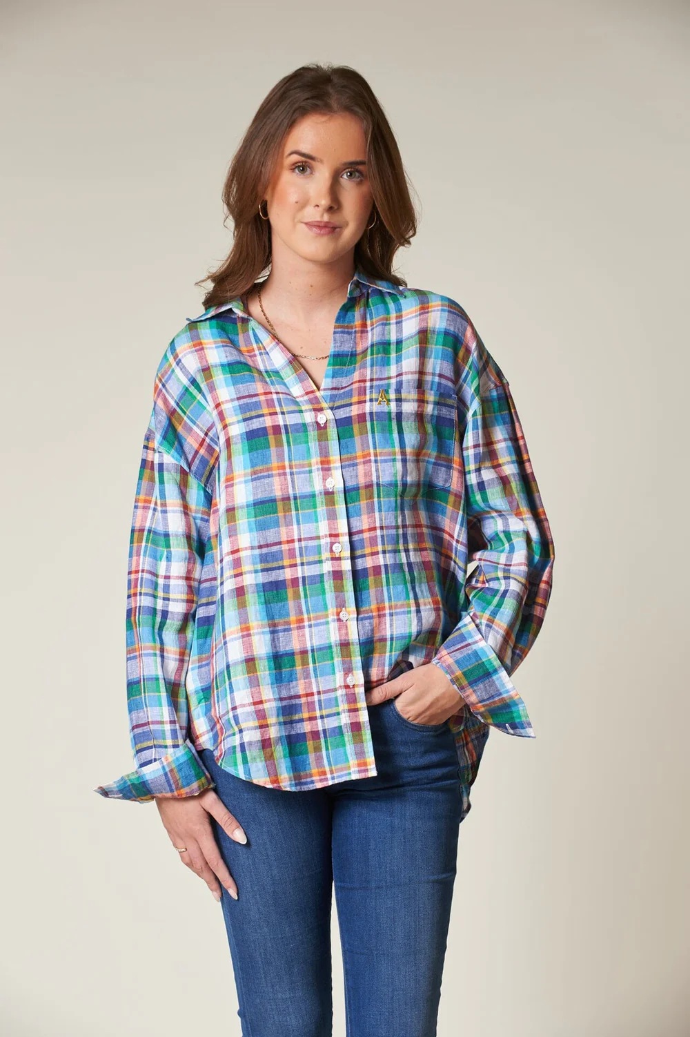 Arnie says - Venice Linen Plaids Skjorte - Blue Combo