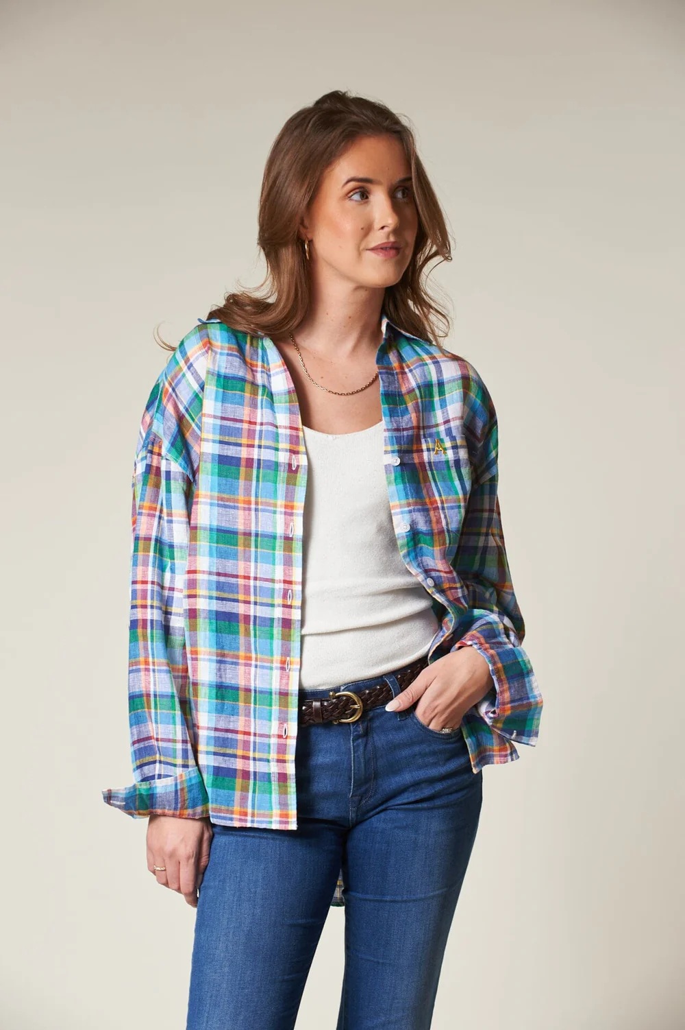 Arnie says - Venice Linen Plaids Skjorte - Blue Combo - Bilde 3