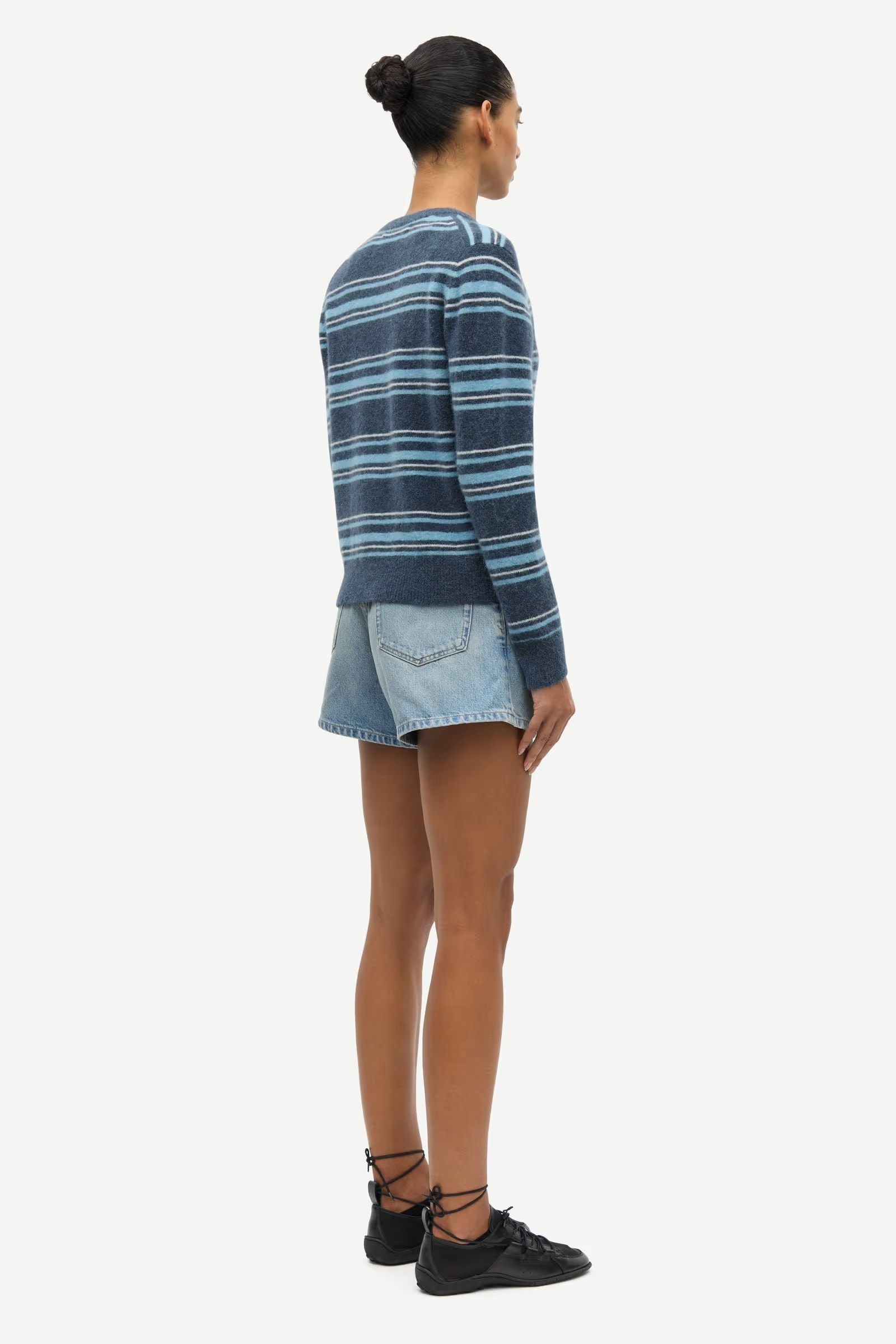 Samsøe - Nor Short Cardigan - Ombre Blue Stripe - Bilde 7