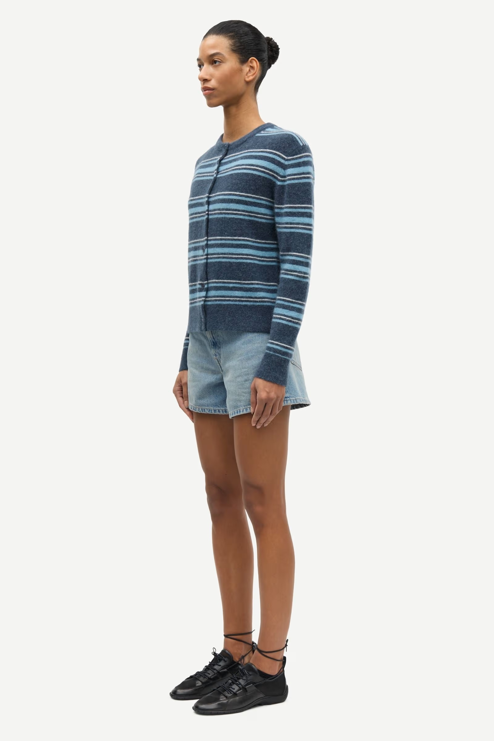 Samsøe - Nor Short Cardigan - Ombre Blue Stripe - Bilde 6