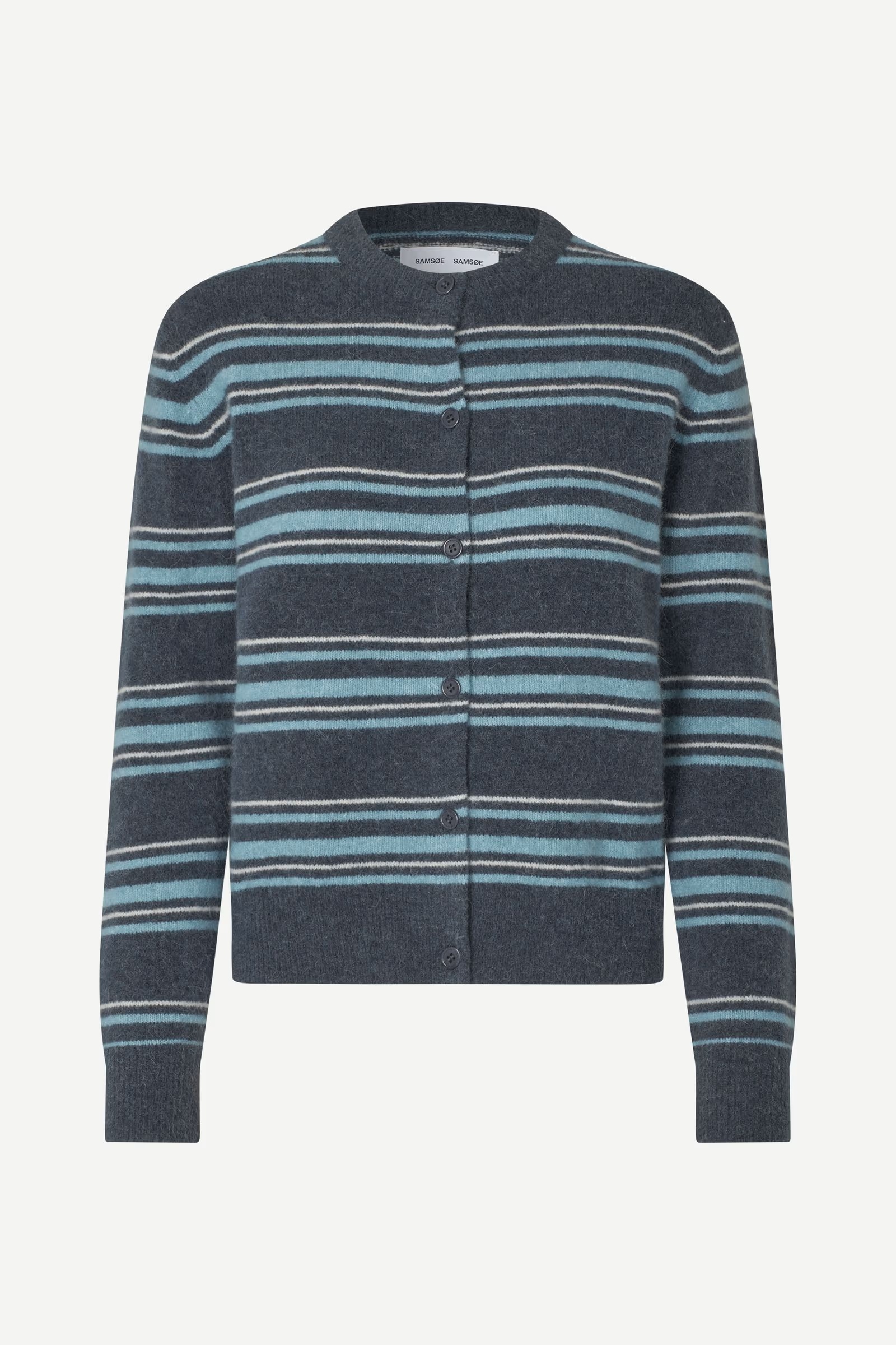 Samsøe - Nor Short Cardigan - Ombre Blue Stripe - Bilde 2