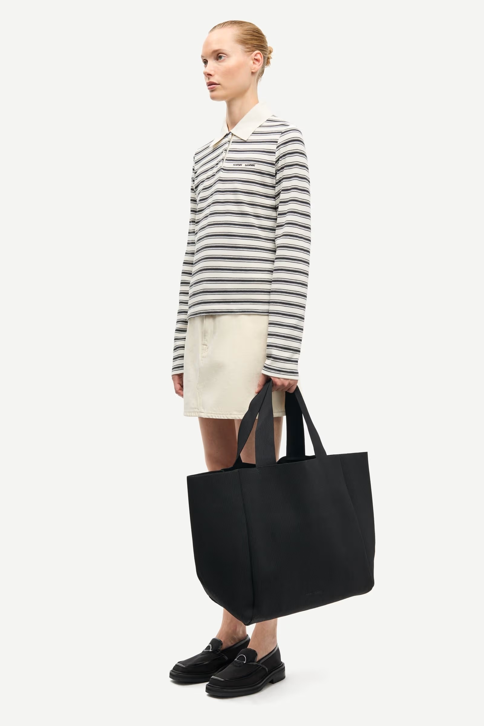 Samsøe - Sadonell ls Polo Topp - Egret Stripe - Bilde 6