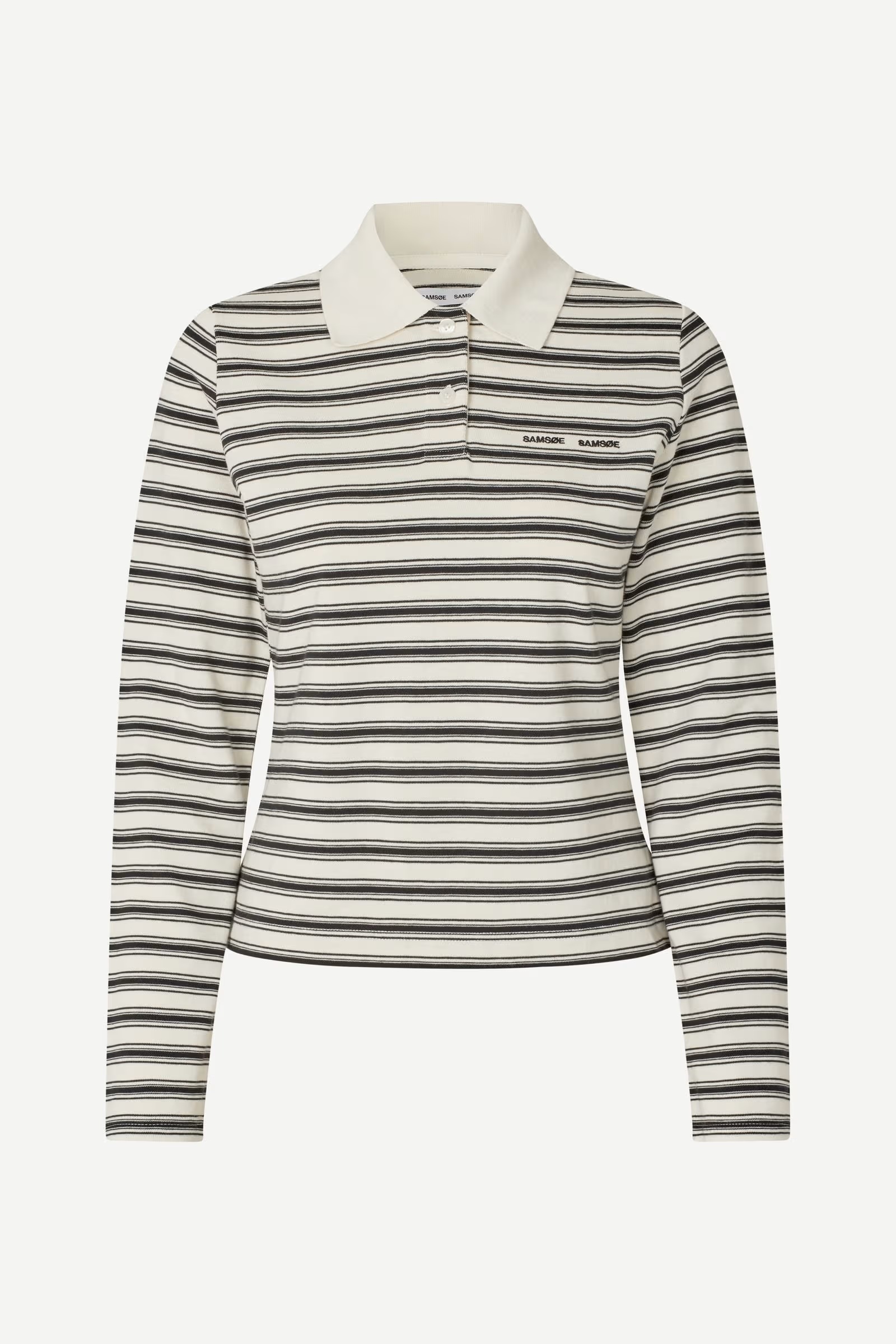 Samsøe - Sadonell ls Polo Topp - Egret Stripe - Bilde 2