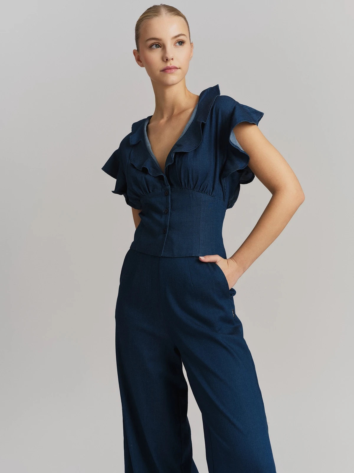 Ella & il - Felica Tencel Bukse - Dark Blue - Bilde 4